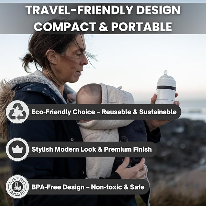 MILK & WATER All in One Baby Bottle & Baby Formula Dispenser On The Go, 5oz - Keeps Water Warm & Formula Fresh - Baby Formula Mixing Bottle with Anti Colic Nipple - Leak-Proof - 3+ Months (White)