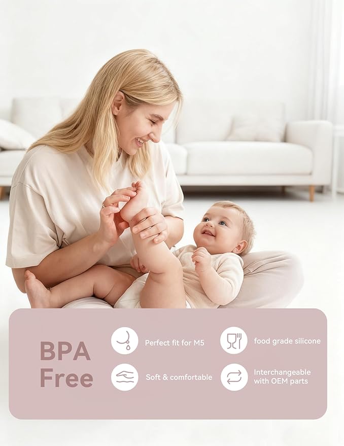 Breast Pump Parts Compatible with Momcozy M5 Replacement to Momcozy Duckbill Valves 4PCS and Silicone Diaphragms 4PCS, Not Original Mom Cozy M5 Replacement Parts