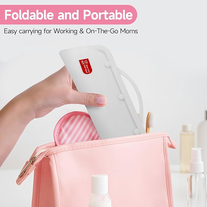 Silicone Microwave Steam Sterilizer Bag for Baby Bottles, Reusable Sterilizing Bag for Pump Parts and Toddler Accessories, Easy to Use Sterilizer Bags Perfect for Home and Travel, White (1PC)