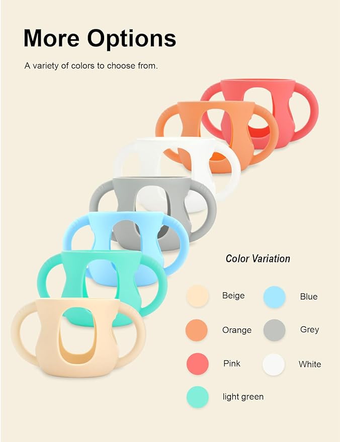 4-Pack Silicone Sleeves for Philips Avent Glass Bottles, BPA-Free Drop-Resistant Baby Bottle Sleeves with Handles, Compatible with Philips Avent Natural Glass Baby Bottles (4 oz)