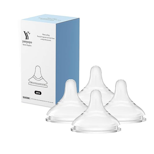 Silicone Bottle Nipple, Anti Colic Nipples for Newborn Baby, Natural Feel, SS, 0 Months+, 4 Counts