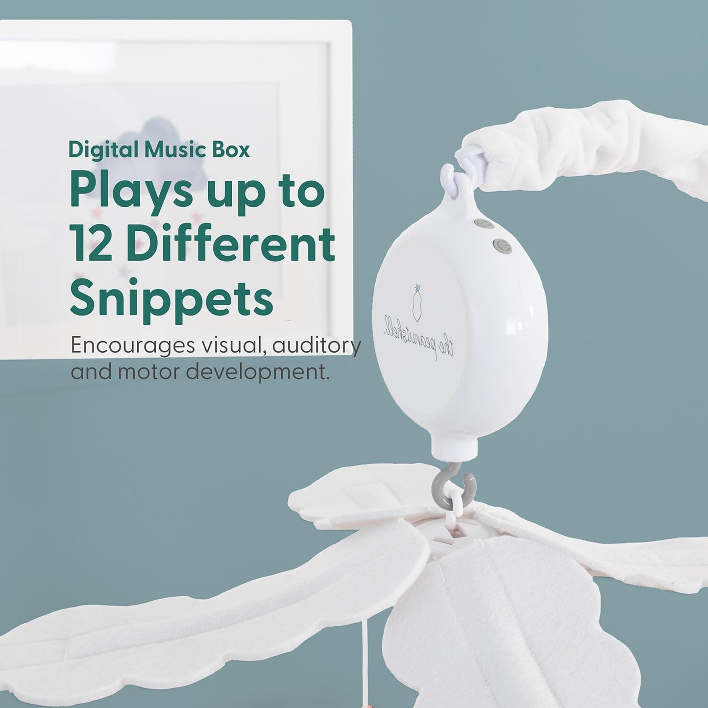 The Peanutshell Crib Mobile for Boys or Girls - White and Dark Blue Musical Baby Crib Mobile with 12 Lullabies, Planets Baby Spectacular Space Nursery Decor