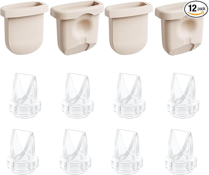 12pcs Breast Pump Parts, 8pcs Duckbill Valves and 4pcs Silicone Diaphragm Compatible with eufy S1 Pro/S1/E10/E20 Wearable Breast Pump, Replace for eufy Pump Parts, Not Original Parts
