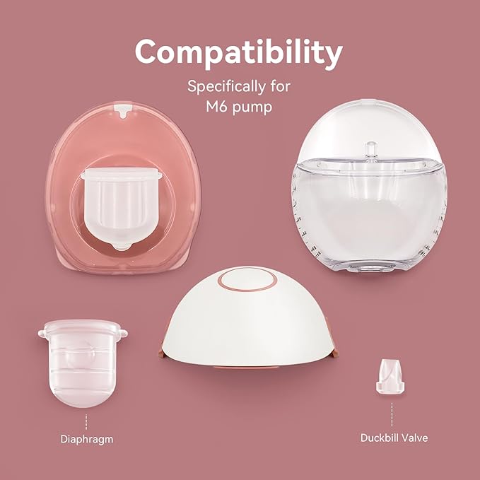 Diaphragm & Duckbill Valve Set Compatible with Momcozy M6 Breast Pump, Includes 4 Duckbill Valves and 2 Diaphragms, Pump Parts Works with Mobile Style M6