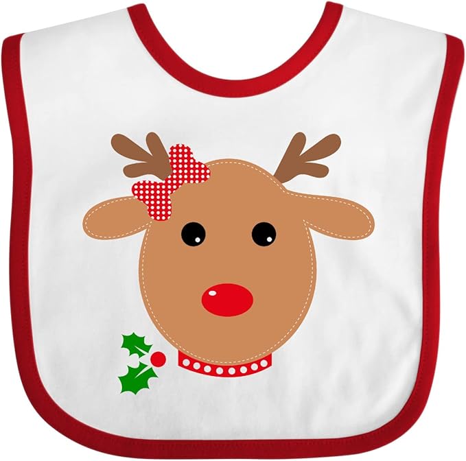inktastic Girl Reindeer Baby Bib