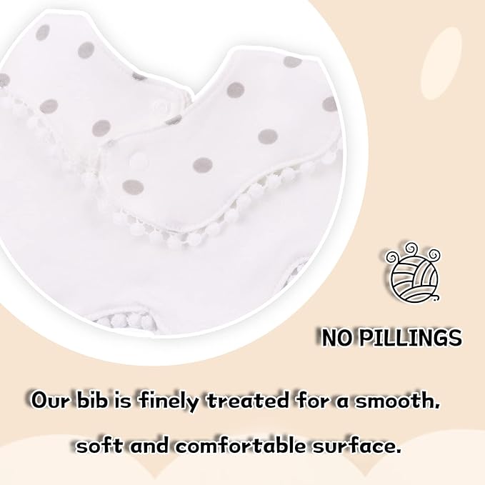 Bamery Baby Bandana Bibs White Cotton Drool Bibs for Drooling and Teething Absorbent for Boy Girl