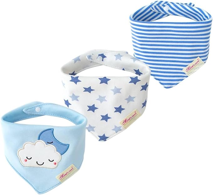 JN&LULU 3 Pack Newborn Baby Bibs Bandana Drool Bibs for Drooling Cotton Baby Gifts
