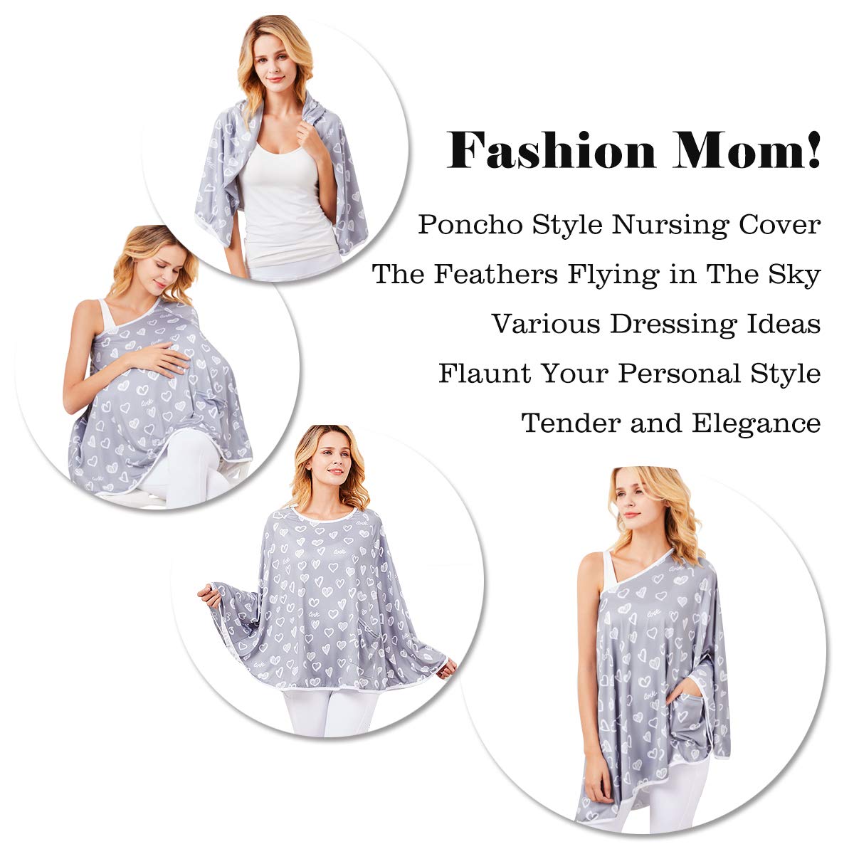 Baby Nursing Cover & Poncho - Multi-Use Privacy Cover for Baby Car Seat, Shopping Cart, Stroller