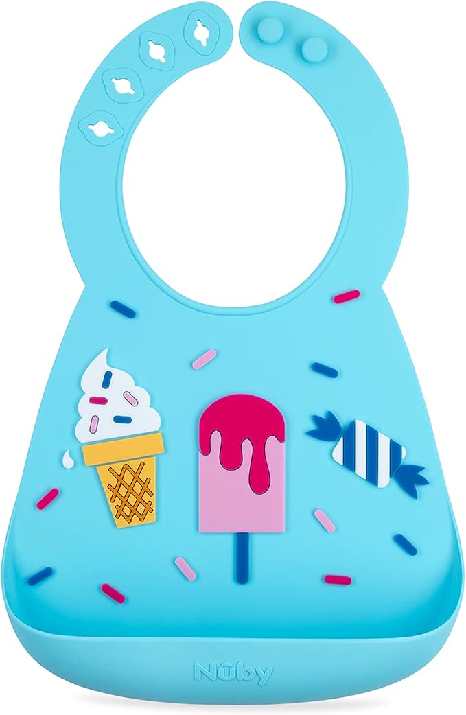 Nuby On The Go Silicone 3D Bib with Scoop to Catch Mess