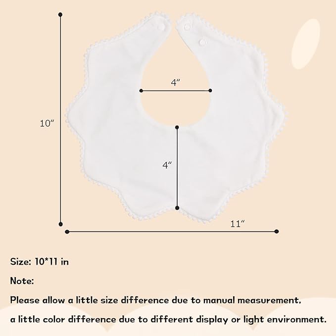 Bamery Baby Bandana Bibs White Cotton Drool Bibs for Drooling and Teething Absorbent for Boy Girl