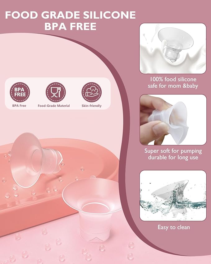 Upgraded Flange Inserts 18mm for 24mm Flange/Shield of Most Pumps Compatible with Momcozy/Medela/Spectra/eufy/Elvie/Lansinoh/TSRETE/Paru Breast Pump, Reduce 24mm Nipple Tunnel Down to 18mm, 4PCS