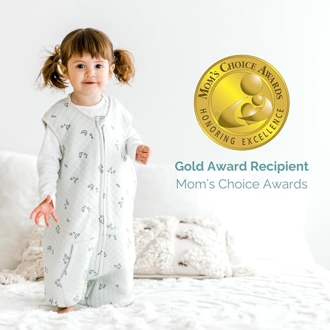 Tealbee Dreamsuit Toddler Sleep Sack with Feet – Walker Sleep Bag with Legs, Rayon made from Bamboo, Summer 0.8 TOG, 2-Way Zipper, 2T-3T - Croissant