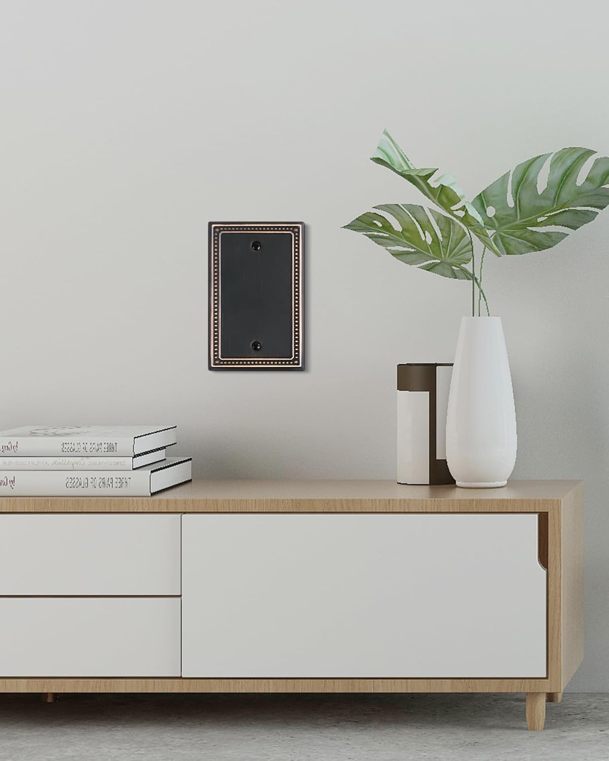 2-Pack Blank Outlet Cover Wall Plate, Metal Switch Plates Outlet Covers, Aged Bronze Pearls Beaded Decorative Wall Plates