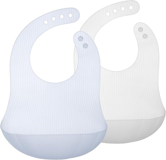 Olababy Fold N Go Silicone Baby Bib w Travel Case | Lightweight Design Eases Pressure Bruising for Infants & Toddlers