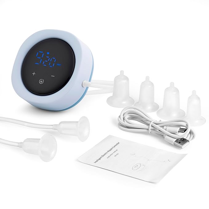 Electric Nipple Corrector for Flat or Inverted Nipples, Portable Nipple Pump, Inverted Nipple Puller, 6 Corrector Covers Rechargeable Nipple Puller Sunken and Shy Nipples