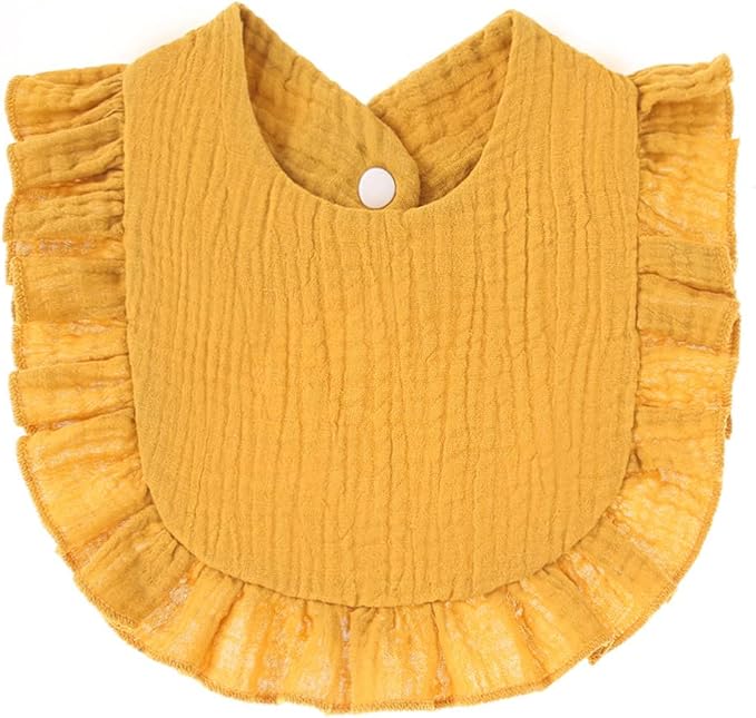 4 PACK Solid Muslin Baby Drool Bibs Set for Unisex Boys Girls Cotton Adjustable Teething Feeding Drooling Bibs