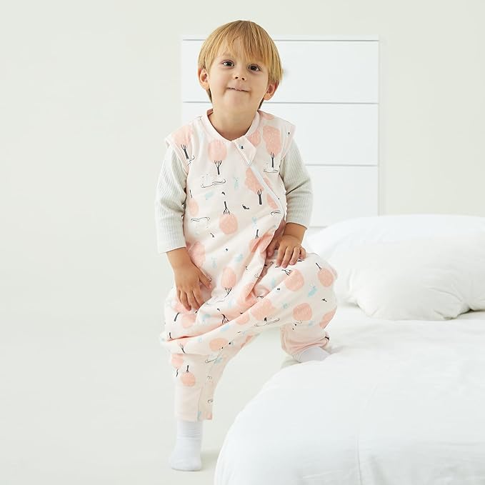 Duomiaomiao 2.5 TOG Toddler Sleep Sack 6-12 Months 100% Cotton Winter Side Open Zipper Baby Sleep Sack with Feet, Warm Toddler Wearable Blanket
