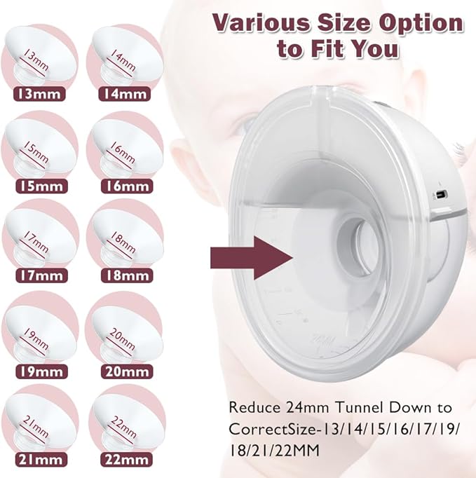 Flange Insert 15/17/19mm 6pcs Compatible with Momcozy M5/M9/M6/S12 Pro/V1 Pro/V2 Pro,for Spectra/Medela/MomMed/eufy/Lansinoh/Elvie Breast Pump, Fit for 24mm Flange/Shield of Most Pumps,