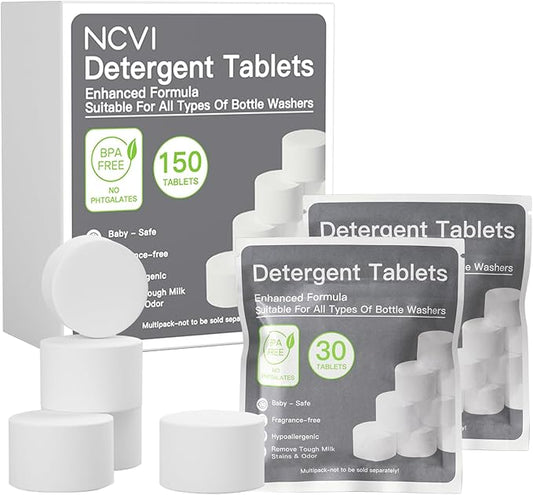 NCVI 150 PCS Detergent Washing Tablets Compatible with Momcozy, Baby Brezza, GROWNSY Bottle Washers, Effective Cleaning & Easy to Use, and Suitable for All Baby Bottle Washers