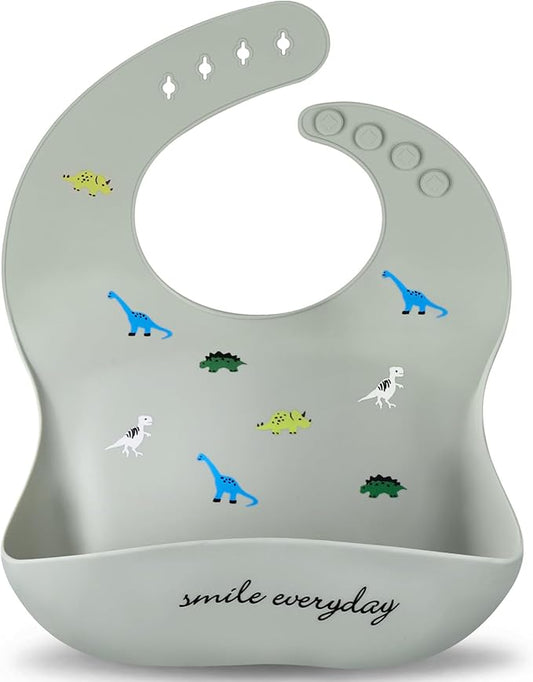 Accmor Silicone Baby Bibs, Waterproof Soft Bibs for Baby Girls Boys Feeding Eating, Silicone Baby Bibs with Large Pocket