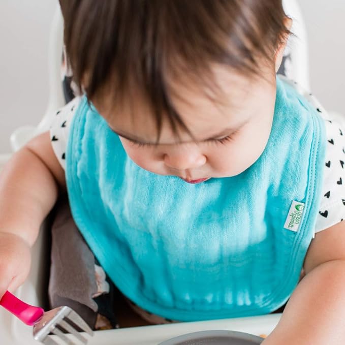 green sprouts Absorbent Organic Cotton Muslin Bibs, 0-12mo Hypoallergenic, STANDARD 100 by OEKO-TEX Certified, Tested for Hormones