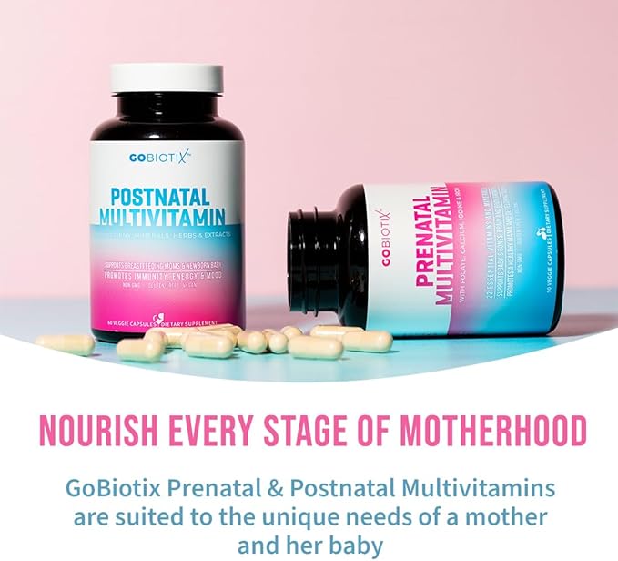 GOBIOTIX Prenatal Vitamins for Women - Multivitamins with Iron, Calcium, Vitamin D2, C, Zinc & Folic Acid for Pregnancy - Pre and Postpartum Essentials - Non-GMO - 90 Capsules