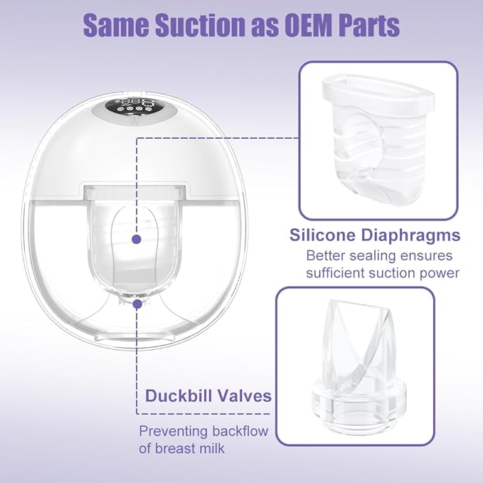 2pcs Duckbill Valves and 2pcs Silicone Diaphragms Compatible with Lansinoh Discreet Duo, eufy E10 S1 S1 Pro,NCVI Nuliie NICEGREEN Life S32 Breast Pump Replacement Parts, S32 Breast Pump Accessories