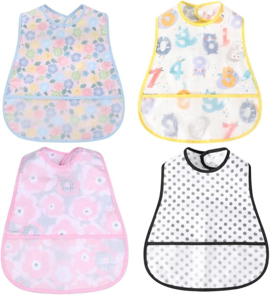 Baby bibs Waterproof Toddler bib - Feeding bib with Pocket for Infant Boy Girl Washable 6-36M