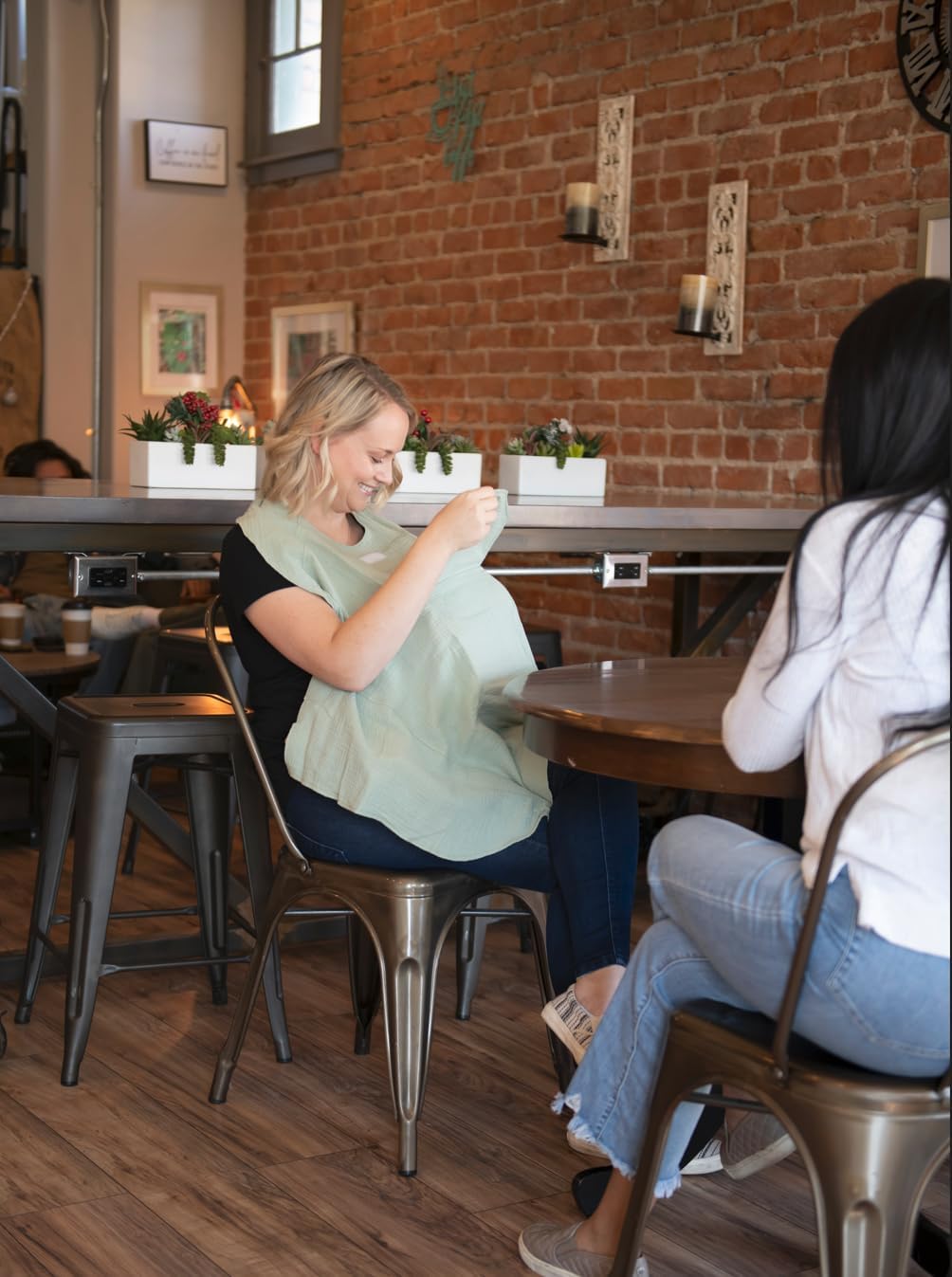 Muslin Nursing Cover for Baby Breastfeeding – with Peekaboo Window -100% Breathable Cotton Privacy Nursing Shawl - Multiuse Apron for Moms