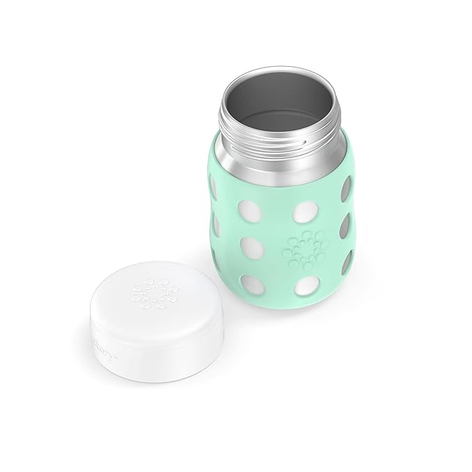 Lifefactory 8-Ounce Stainless-Steel Vacuum-Insulated Wide-Neck Baby Bottle with Flat Cap, Mint (LS2231WMI4)