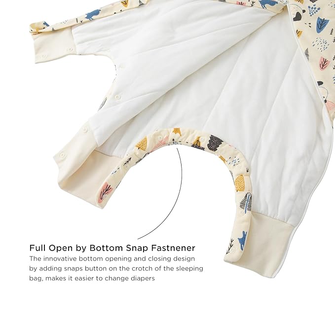 Duomiaomiao Unisex Baby Sleep Sack, 3.5 TOG Winter Cotton Toddler Sleeping Bag with Feet, 2-Way Zipper for Early Walkers
