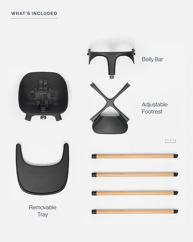 Lalo The Chair Convertible 3-in-1 High Chair for Babies & Toddlers, Dishwasher Safe Tray, Adjustable Footrest, Licorice