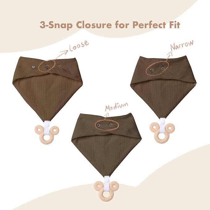 Baby Teething Bibs 6-Pack with Attachable Teether - 100% Organic Cotton, Super Absorbent & Soft Drool Bibs