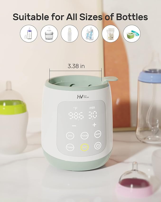 Bottle Warmer, 10-in-1 Fast Baby Bottle Warmer for Breastmilk or Formula with Timer, IMD LED Display, Accurate Temperature Control, Automatic Shut-Off, BPA-Free, Bottle Warmers for All Bottles (Green)
