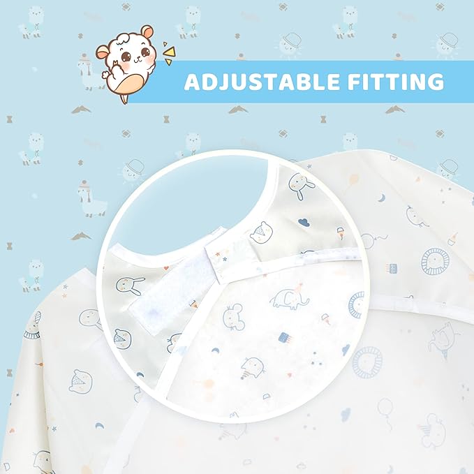 Little Dimsum Baby Bib with Pocket Waterproof Toddler Bibs Infant Feeding Bibs for Boys and Girls, Pack of 2 Colors