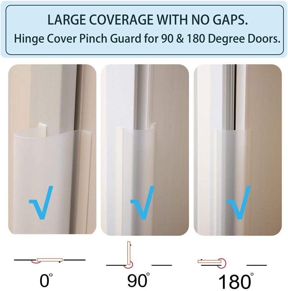 2 PCS AILUOQI Door Jam Shield Finger Pinch Guard for Baby Proofing, Kids, Hinge Cover Pinch Guard for 90 & 180 Degree Doors Frame & Baby Gate. 47.2" H, 6.7" W. 2 Pieces Set