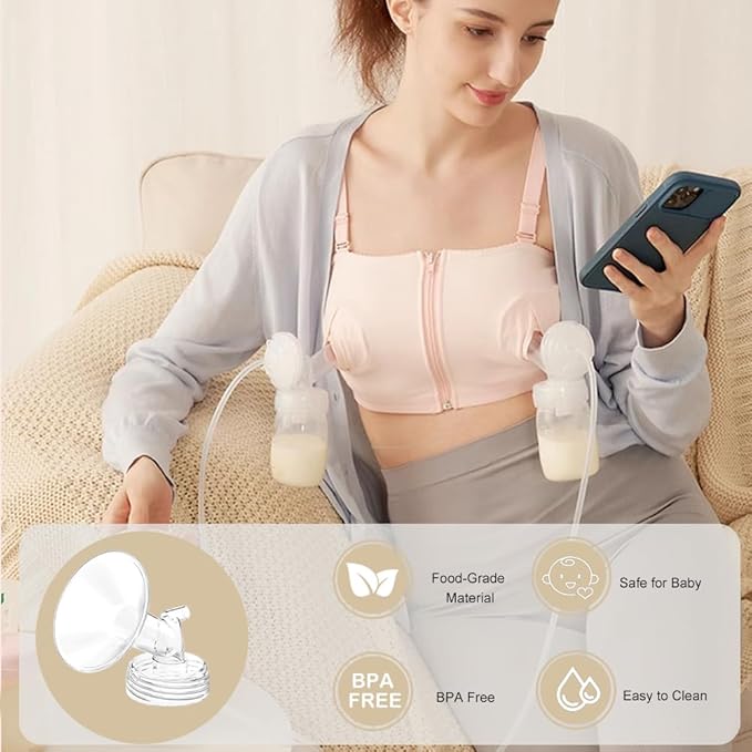 4pack Breast Pump Parts, 2pcs 21mm Flange and 2pcs Duckbill Valves for Spectra/Motif Luna/Amada MYA Breast pumps Parts, for Spectra S2 S1 9 Plus Parts, Replace to Spectra Flange Spectra Duckbill Valve