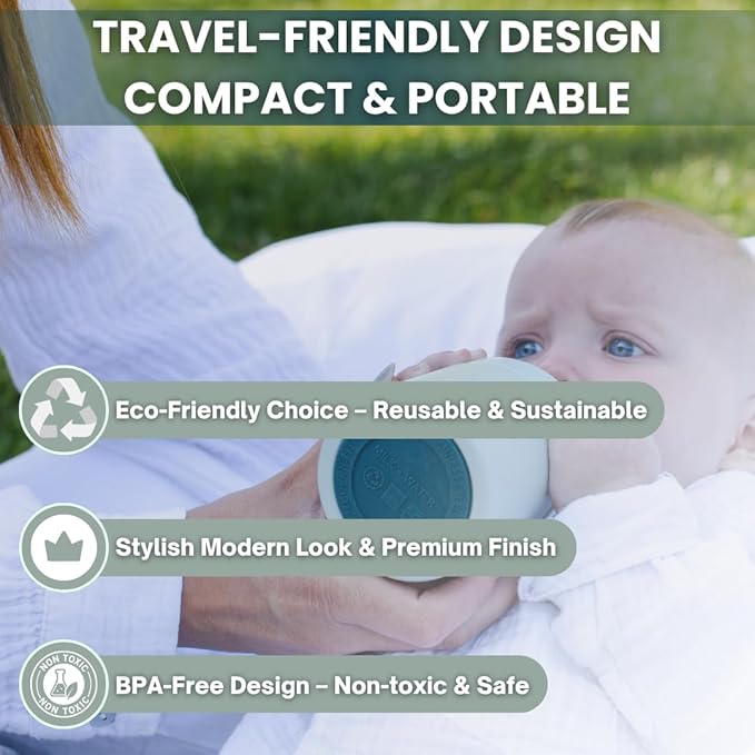 MILK & WATER All in One Baby Bottle & Baby Formula Dispenser On The Go, 5oz - Keeps Water Warm & Formula Fresh - Baby Formula Mixing Bottle with Anti Colic Nipple - Leak-Proof - 3+ Months (Green)