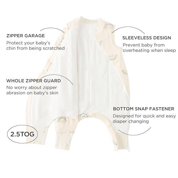 Duomiaomiao 2.5 TOG Toddler Sleep Sack 24-36 Months 100% Cotton Winter Side Open Zipper Baby Sleep Sack with Feet, Warm Toddler Wearable Blanket