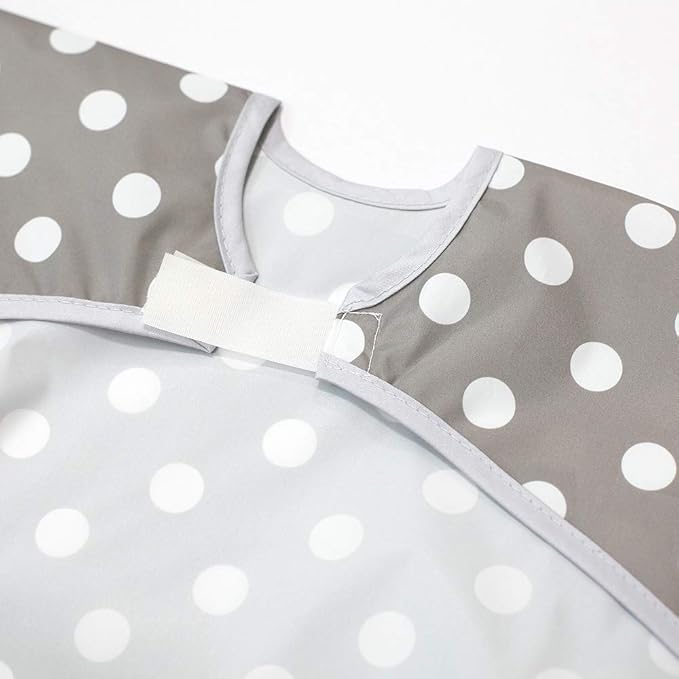 Short Sleeve Waterproof Bib for Toddlers – Feeding Apron for Mealtime, Daycare, Self-Feeding & Messy Play, Baby Bib