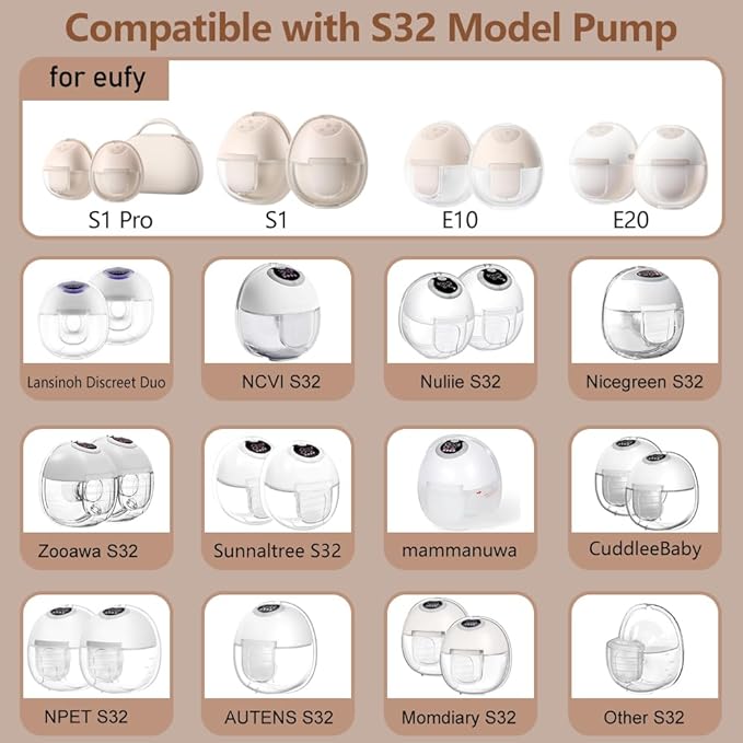 2pcs Silicone Diaphragms Compatible with eufy S1 Pro/S1/E10/E20 Breast Pump, Replace for Lansinoh Discreet Duo/NCVI/NICEGREEN/Nuliie/Zooawa S32 Breast Pump Parts