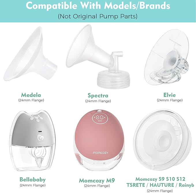 17mm Silicone Flange Inserts Compatible with Elvie Stride for Lansinoh for Medela for Spectra for eufy for Momcozy S9 S12 M5 M9 for Bellababy, Pump Parts Reduce 24-25mm elastic nipple to 17mm