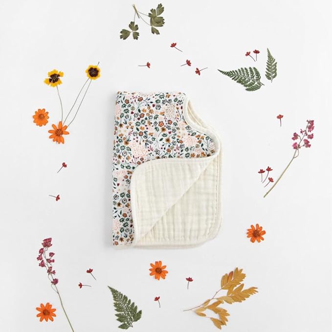 Little Unicorn Ultra-Absorbent Premium Burp Cloth 2 Pack | Soft on Baby's Skin | Larger Size | Ergonomic Design | Set of 2 (Pressed Petals)