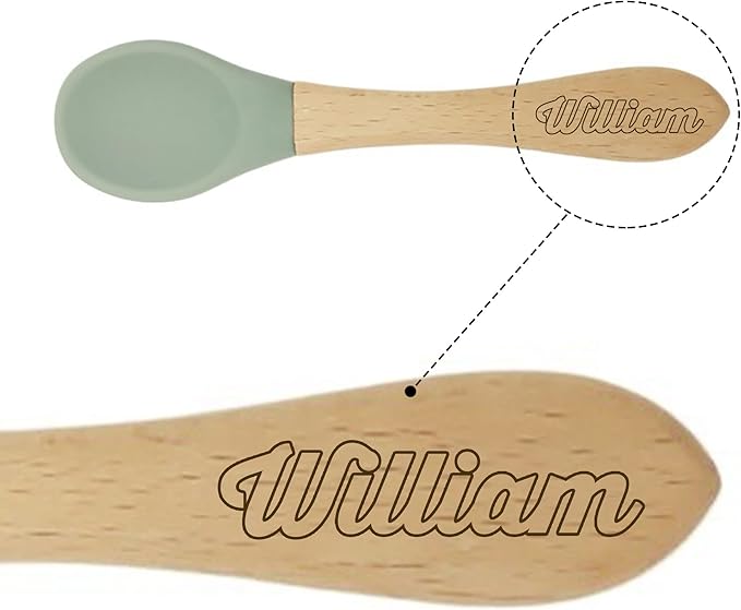 Personalized Silicone Bib and Spoon Set with Custom Name, Babies/Toddlers Durable Adjustable with Pocket for Baby Boy & Girl