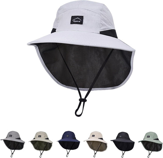 Outdoor Kids Sun Hat with Neck Flap UPF 50+ Quick Dry Beach Hats for Baby Boys Girls Age 2-12 Years Adjustable