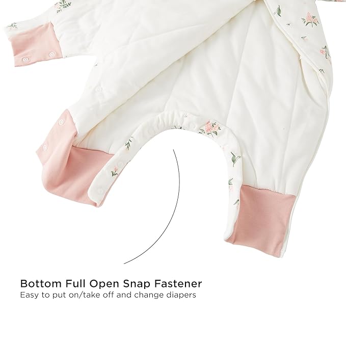 Duomiaomiao 3.5 TOG Toddler Sleep Sack 6-12 Months 100% Cotton Winter Side Open Zipper Baby Sleep Sack with Feet, Warm Toddler Wearable Blanket