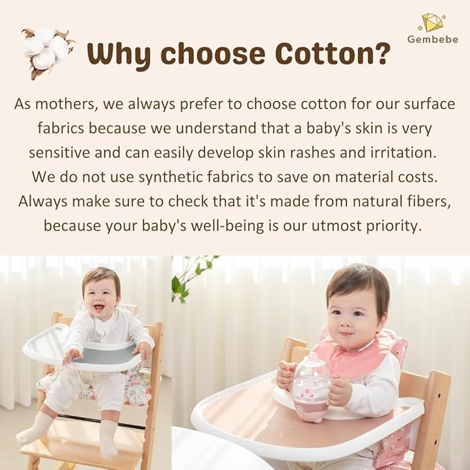 Waterproof Compatible Stokke Tripp Trapp Cushion Set - Easy to Clean Newborn Set - 100% Cotton High Chair Cushion (Little Birdie / 49.5 Counts)