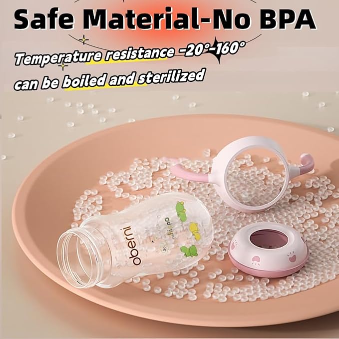 Baby Bottles, Weighted Straw Toddler Milk Bottles with Non-Slip Handle, Size + Variable Fast Flow, 12+ Months, BPA-Free, Pink/1Pack/9oz