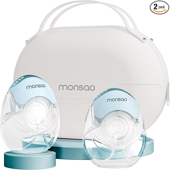 Wearable Breastfeeding Pump, Breast Pump Hands Free with 3 Modes & 12 Levels, Portable Electric Breast Pump Quiet & Lightweight for Travel, 18/21/24mm, 2 Pack, Blue