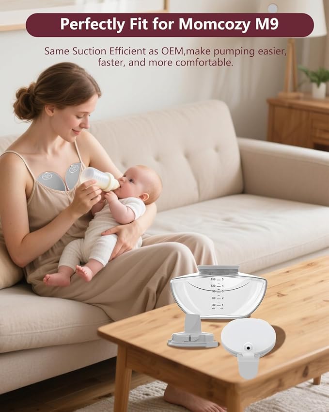 4PC Upgraded M9 Breast Pump Replacement Part, Including 4pcs Double-Layed Diaphragms for Momcozy Upgraded Mobile Flow | Upgraded M9,Breastfeeding Parts, Diaphragms, 4PC Gray, Not Original Parts